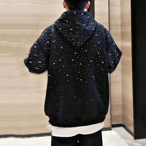 Sudadera con capucha de lujo de alta calidad al por mayor French Terry 400gsm Sudadera con capucha personalizada Fabricante 100% Algodón Rhinestone Sudadera con capucha Servicio OEM - Product Image 3