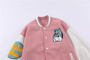 Fabricant OEM, veste universitaire de baseball à manches en cuir avec broderie en chenille pour hommes - Product Image 5