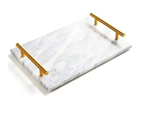 Bandeja de mármol, versátil y elegante bandeja de metal: Perfecta para servir, organizar o decorar cualquier espacio con elegancia - Product Image 4