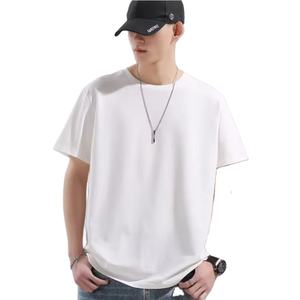 T-shirt pour homme en coton pur de haute qualité, trois protections, 40 fils, couleur unie, col rond, manches courtes, décontracté, tendance, haut d'été - Product Image 3