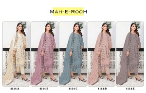 Nouvelle Collection Georgette Costume Pakistanais avec Broderie Salwar Kameez Costume pour Mariage et Fête - Product Image 6