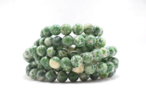 Jaspe de punto blanco Natural para fabricación de joyas, cuentas espaciadoras redondas de sodalita de vetas verdes, pulsera de oreja DIY - Product Image 2