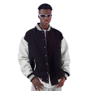 Blouson bombardier de baseball universitaire élégant pour hommes noir blanc décontracté Streetwear College Letterman vêtements d'extérieur pour les sports d'automne et d'hiver - Product Image 1