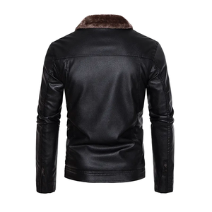 แจ็กเก็ตหนังสำหรับผู้ชายสีดำปรับแต่งได้แจ็กเก็ตหนังสำหรับผู้ชายกันลม & ให้ความอบอุ่นขนาดใหญ่พิเศษสำหรับ2024 - Product Image 2