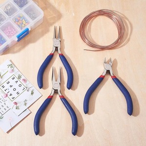 Tang Perhiasan Stainless Steel, alat pemotong sisi hidung bulat, hidung bengkok, rantai panjang, tang hidung untuk membuat perhiasan DIY - Product Image 5