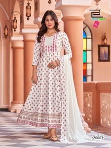 ไหมสังเคราะห์แบบเย็บยาวพร้อมสูทพิมพ์ลาย,ผ้าเรยอน Dupatta พิมพ์ลายจับคู่กับผ้า Dupatta - Product Image 2