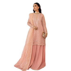 2025 Gorgeous <b>Pink</b> Color <b>Wedding</b> Wear Look Muslim Women Wear High Quality Designer Sharara Gharara Suit - Product Image 1
