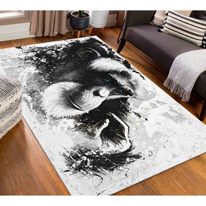Alfombra de Mono de Ojos Azules: Alfombra Decorativa Lavable a Máquina, Alfombra Suave de Tela No Tejida - Product Image 4