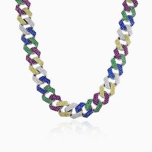 Collar de Hombre de Plata Sintética (Creada en Laboratorio) de Alta Calidad, Estilo Cubano, Redondo, de Vietnam - Cinco Elementos - Product Image 3