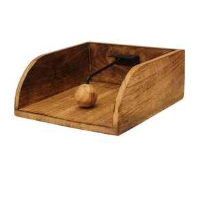Mallette de rangement en bois pour cuisine et table Boîte de support Porte-serviettes Organisateur de boîte à mouchoirs avec couvercles en bois - Product Image 2
