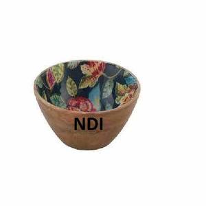 Juego de 5 cuencos de madera hechos a mano para servir, calidad superior, esmalte de madera impreso, acabado brillante, forma redonda, cuenco para servir - Product Image 5