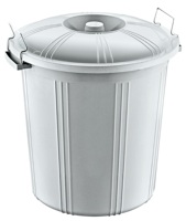Cubo de Almacenamiento Cilíndrico de Plástico Resistente de 50L, Modelo AK 217 de Afossa, con Tapa, para Uso en Exteriores, Gestión de Residuos