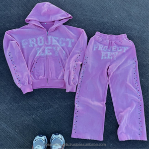 Conjunto Deportivo de Invierno, Estilo Streetwear, con Parches Bordados, Lavado Ácido, 100% Algodón, Transpirable, de Secado Rápido, Corte Acampanado - Product Image 6