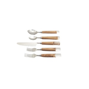 Ensemble de couverts en bois d'acacia avec manche galvanisé tendance, moderne, cinq pièces, cuillère, fourchette, couverts, passe au lave-vaisselle - Product Image 6