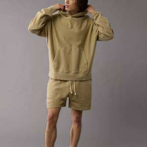 Vêtements d'été et d'automne pour hommes, ensembles de survêtement 100% coton - Tailles plus grandes, respirants, vente en gros, sweats à capuche et shorts, motif uni - Product Image 2