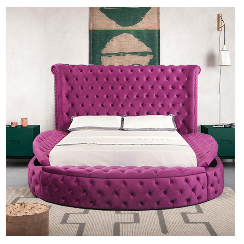 Luxury Modern Upholstered Bed Round Antique
