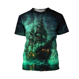 Camiseta de cuello redondo verde para hombre hecha en fábrica Sublimación de poliéster Ajuste Extragrande - Product Image 2