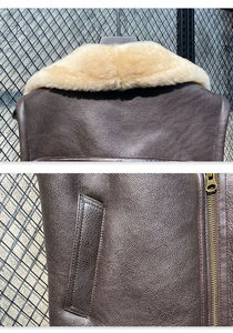 Chaqueta de cuero genuino chaleco para hombre abrigo grueso de invierno ropa de abrigo de piel cálida material natural moda Premium Elegante ropa fría - Product Image 4