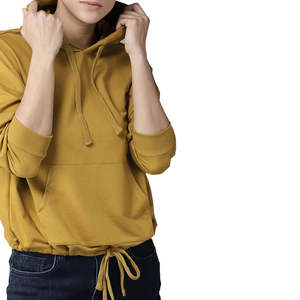 Sweat à Capuche Crop Top pour Femmes 100% Coton Polaire Haute Qualité Sweat à Capuche à Manches Longues pour Femmes - Product Image 1