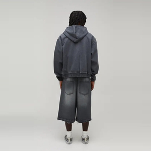 Sweat-shirt à capuche surdimensionné pour homme, fermeture éclair, imprimé à pois, tricoté, décontracté, streetwear, veste pour l'automne - Product Image 3