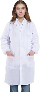 Vaslcare Blouse de laboratoire professionnelle en poly coton pleine longueur pour hommes et femmes docteur blanc avec fermeture à pression en toile - Product Image 6