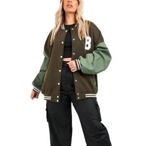 Wholesale Custom Made Embroidery <b>Patches</b> Women Varsity <b>Jackets</b>-Raw Eco-Friendly & Windproof Breathable Comfortable New Arrivals - Product Image 1