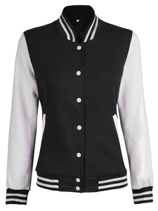 Chaqueta Varsity Lisa blanca y negra para mujer. - Product Image 6
