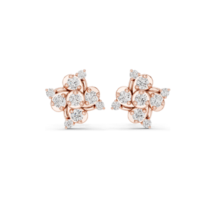 Pendientes de Diamantes de Laboratorio de 0.56 CT con Diseño Floral en Racimo, Claridad VVS-VS EF, Oro de 18KT, 14KT, 10KT y Plata 925, Oro Rosa, Amarillo, Blanco - Product Image 3