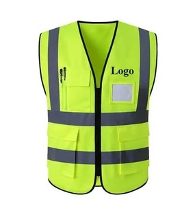 Chaleco DE SEGURIDAD reflectante de poliéster 100% con reflectores de alta visibilidad y bolsillos Chaquetas de trabajo para una seguridad mejorada - Product Image 1