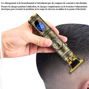 Afeitadora Eléctrica Profesional de Precisión para Recortar Barba y Cabello, Ajustable, de Acero Inoxidable, USB, Amarilla, Enchufe Francés/Estadounidense, para Uso Doméstico - Product Image 2