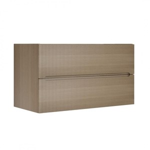 Armadietto in resina di quercia da 100 cm specchio in stile argilla con composizione da bagno a colonna - Product Image 2