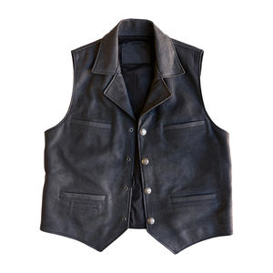 Chaleco de Motociclista de Cuero Negro Personalizado para Hombre, con Bolsillos, Nuevo Chaleco de Cuero Vacuno OEM para Motociclismo de Invierno - Product Image 4