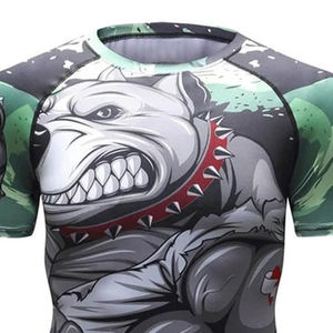 เสื้อแรชการ์ดผู้ชายแขนสั้นระบายอากาศได้ดี พิมพ์ลายโลโก้แฟชั่นตามสั่งแบบมืออาชีพ ขายส่ง แห้งเร็ว - Product Image 2