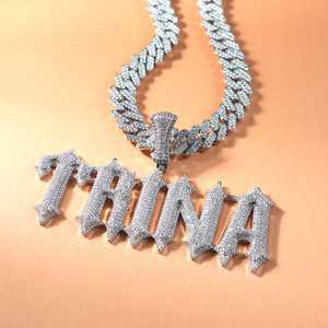 SHREYA DIAM Colgante con Nombre Iced Out, Chapado en Rodio, Plata 925, Estilo Hip Hop, Letra de Moissanita, Regalo Unisex - Product Image 5