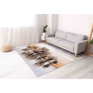 Alfombra con Estampado de Familia de Elefantes, Grandes Elefantes Africanos, Decoración Rústica, Antideslizante, Colorida, de Chenilla - Product Image 3