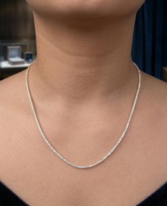 Dainty <b>Round</b> Cut Diamond Tennis Necklace 5.00 Ct EF VVS Lab Grown Diamond In 14K Solid Gold Wedding Anniversary Gift - Product Image 1