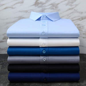 Haute qualité hommes robe à manches longues chemise 2025 nouveau solide mâle grande taille coupe régulière rayure chemise d'affaires - Product Image 6