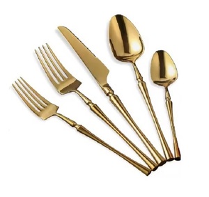 Cubiertos de lujo para bodas, 5 uds., cuchillo, tenedor, cuchara, producto de alta calidad, cubiertos de acero inoxidable, juego de cubiertos dorados - Product Image 5