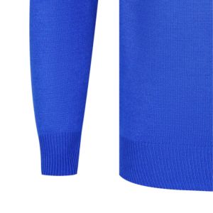 Cárdigan de Invierno Casual para Mujer, de Alta Calidad, Personalizado, Azul Liso, con Botones, Cuello Camisero, Apliques, Tela de Poliéster/Algodón, Estilo Urbano - Product Image 4