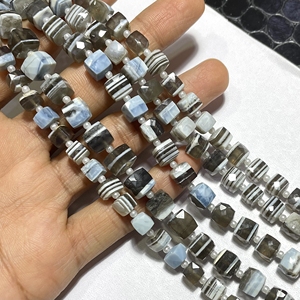 Cuentas con forma de caja facetada de ópalo azul, piedra preciosa cuadrada calibrada de 7-8MM para la fabricación de joyas - Product Image 3