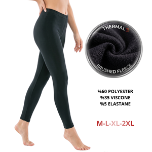 Leggings Térmicos para Mujer, Cintura Elástica de Alta Elasticidad, Color Negro Sólido, Pantalones Largos, Tallas M-2XL - Product Image 3