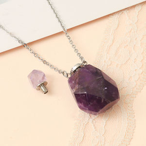 Натуральный флакон духов ограненными драгоценный камень кулон из бисера, с украшением в виде кристаллов эфирное масло флакон камень кулон, ожерелье, ювелирные изделия - Product Image 4