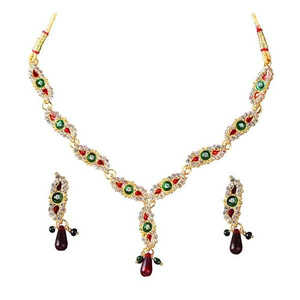 The99Jewel <b>Fine</b> <b>Jewelry</b> <b>Set</b> Red Meenakari Stone Gold Plated Necklace-1100810 - Product Image 1