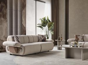 Set <span class=keywords><strong>di</strong></span> Divani in Tessuto <span class=keywords><strong>di</strong></span> Lusso Moderno, Arredamento Contemporaneo per Soggiorno, <span class=keywords><strong>Divano</strong></span> Curvo Trapuntato a 3 Posti - Product Image 2