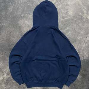 Haut de gamme personnalisé numérique surdimensionné Vintage Acid Wash Saints polaire sweat à capuche zippé sans cordon Double fermeture éclair Blue Saints sweat à capuche Zipup - Product Image 3