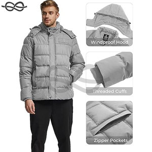 Blouson matelassé à capuche pour homme, chaud, doublure en coton, capuche amovible, élégant, durable, pour l'extérieur, style urbain, par temps froid - Product Image 6