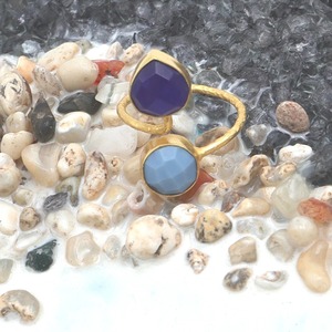 Indian Supplier Blue <b>Jade</b> & Blue Opal Round Heart <b>Ring</b> Handmade Jewelry for Boho Ethnic & Modern Outfits for Sale - Product Image 2