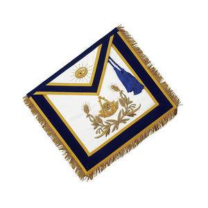 Tablier maçonnique passé maître avec cordons (agneau) or brodé sur tablier maçonnique bleu - Product Image 6