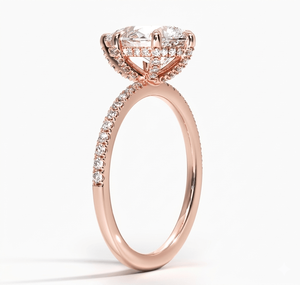 Bague de fiançailles solitaire taille poire céleste avec halo pavé pour femme, style romantique et minimaliste, diamants de laboratoire - Product Image 5