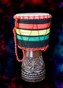 SOLOBEAT 12 pulgadas hecho a mano madera de álamo tallado Multicolor Djembe tambor de mano con cabezas de piel de oveja - Product Image 6